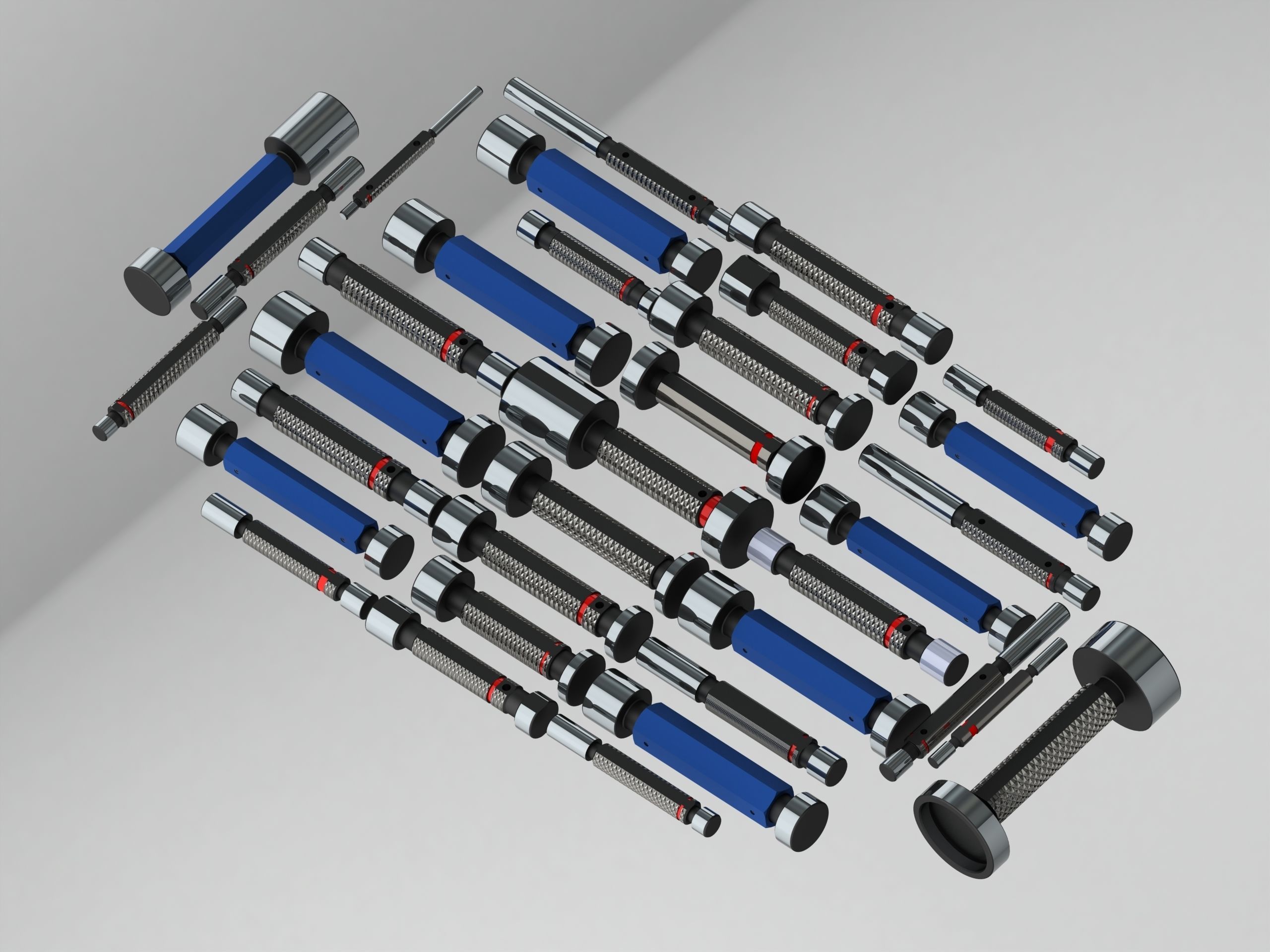 Cylindrical Type Plug Gauge Set for Measuring Range  6 to 50 mm Low-poly 3D model_1