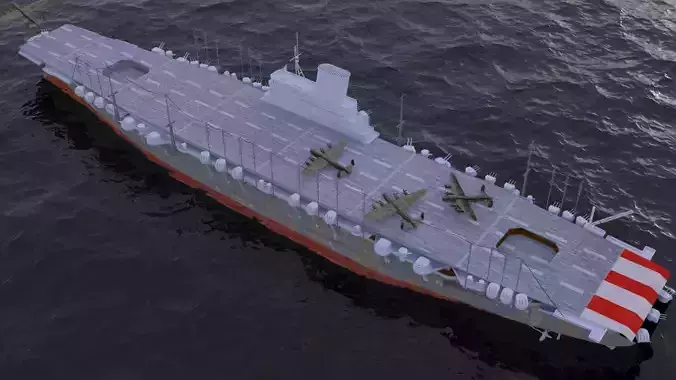 japanese aircraft carrier shinano Low-poly 3D model