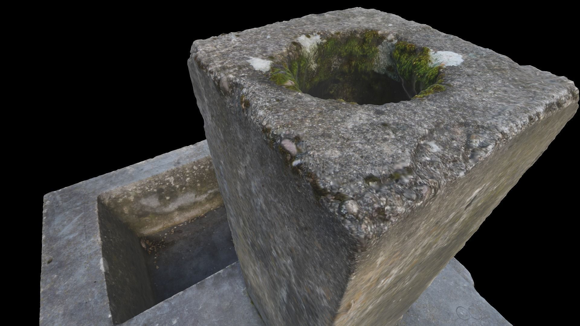Water Fountain with Moss 3D model_5