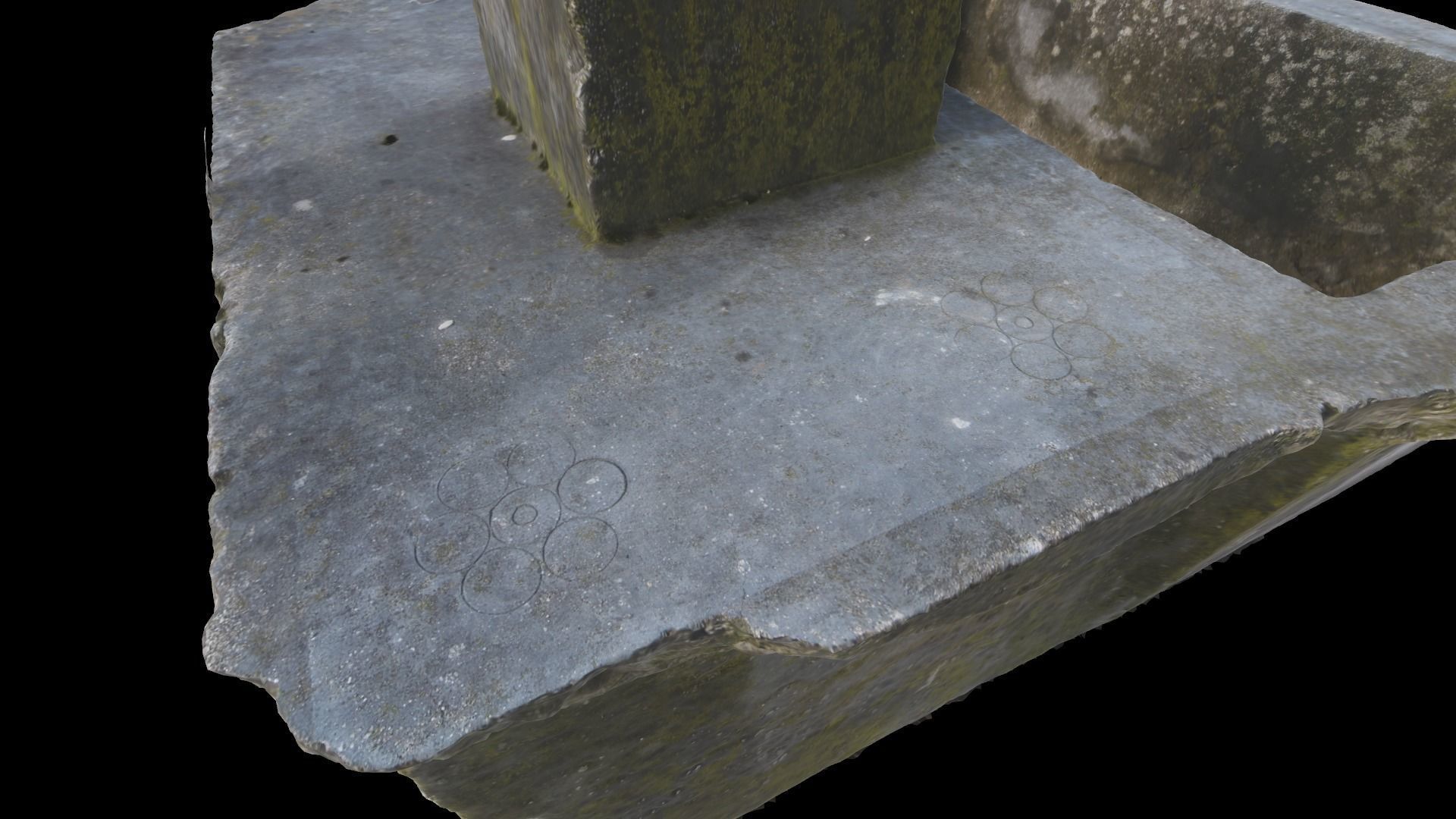 Water Fountain with Moss 3D model_8