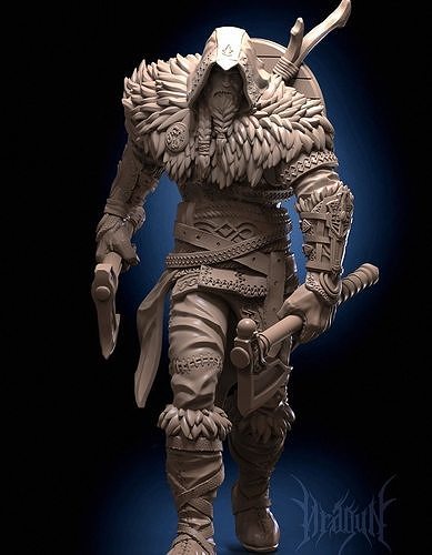 Eivor dwarven warrior statue 3D print model