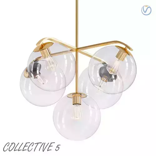 Collective 5 chandelier with five glass globes