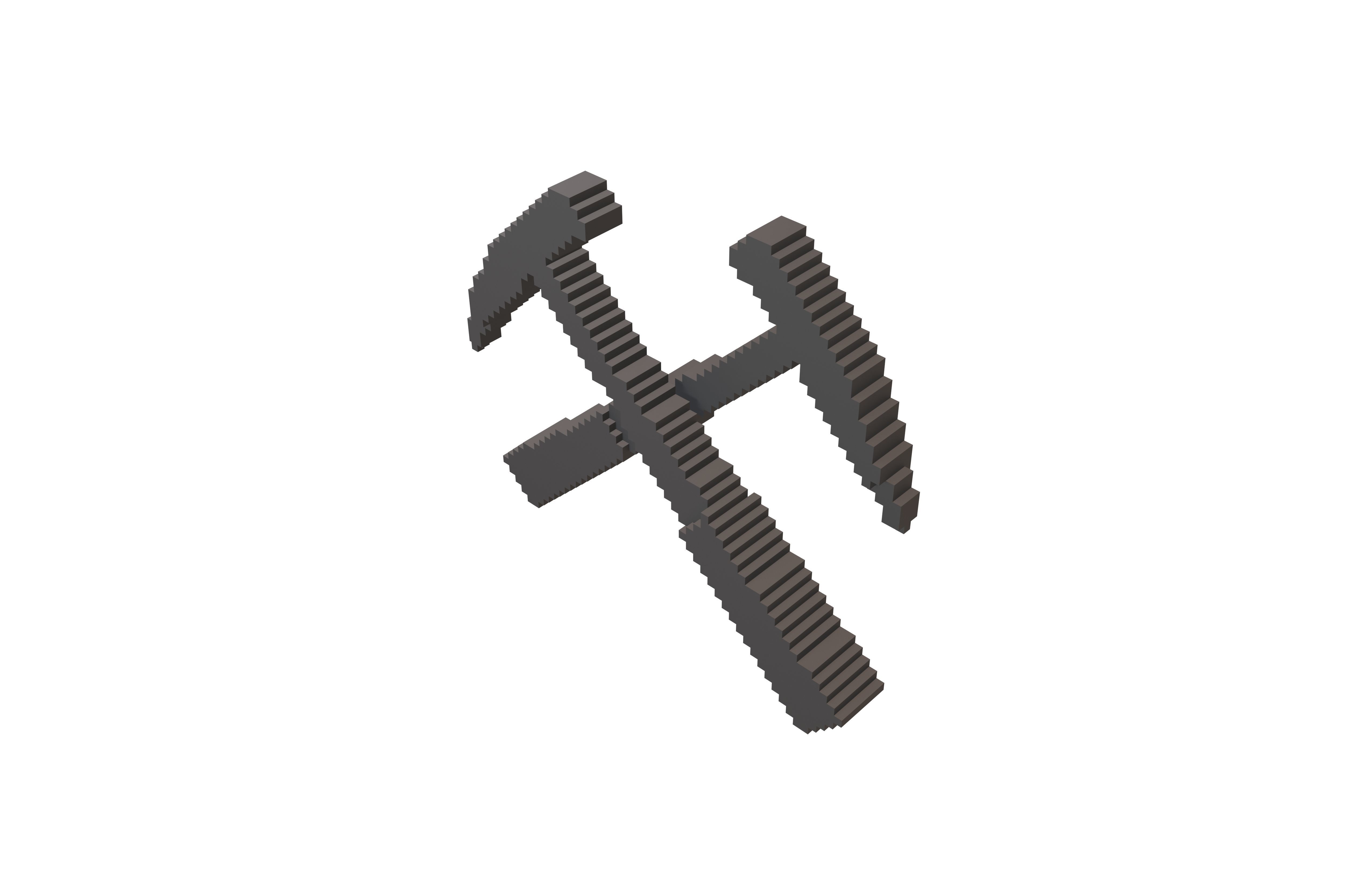 Voxel Mining Symbol v1 001 Low-poly 3D model_2