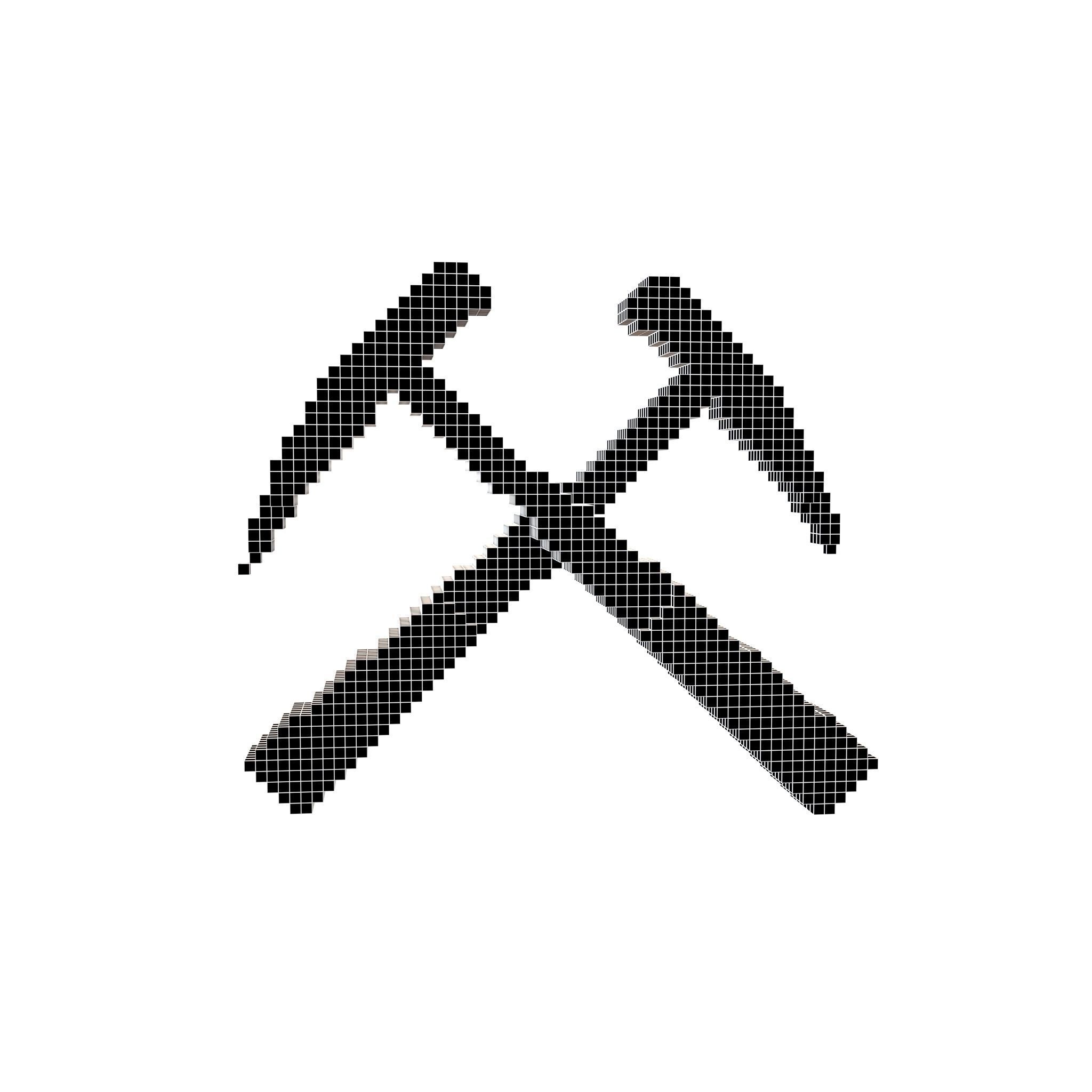 Voxel Mining Symbol v1 001 Low-poly 3D model_4