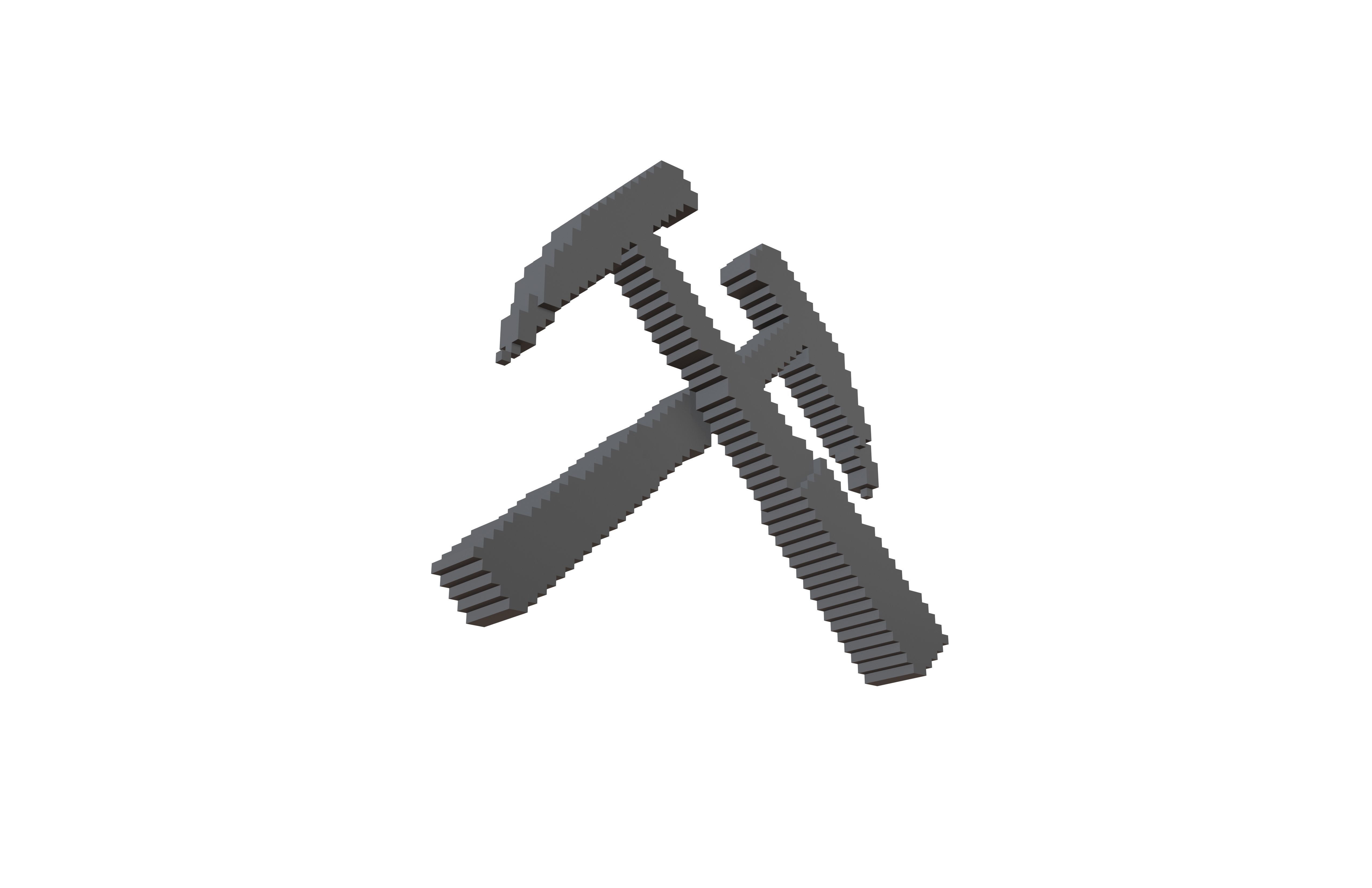 Voxel Mining Symbol v1 001 Low-poly 3D model_3
