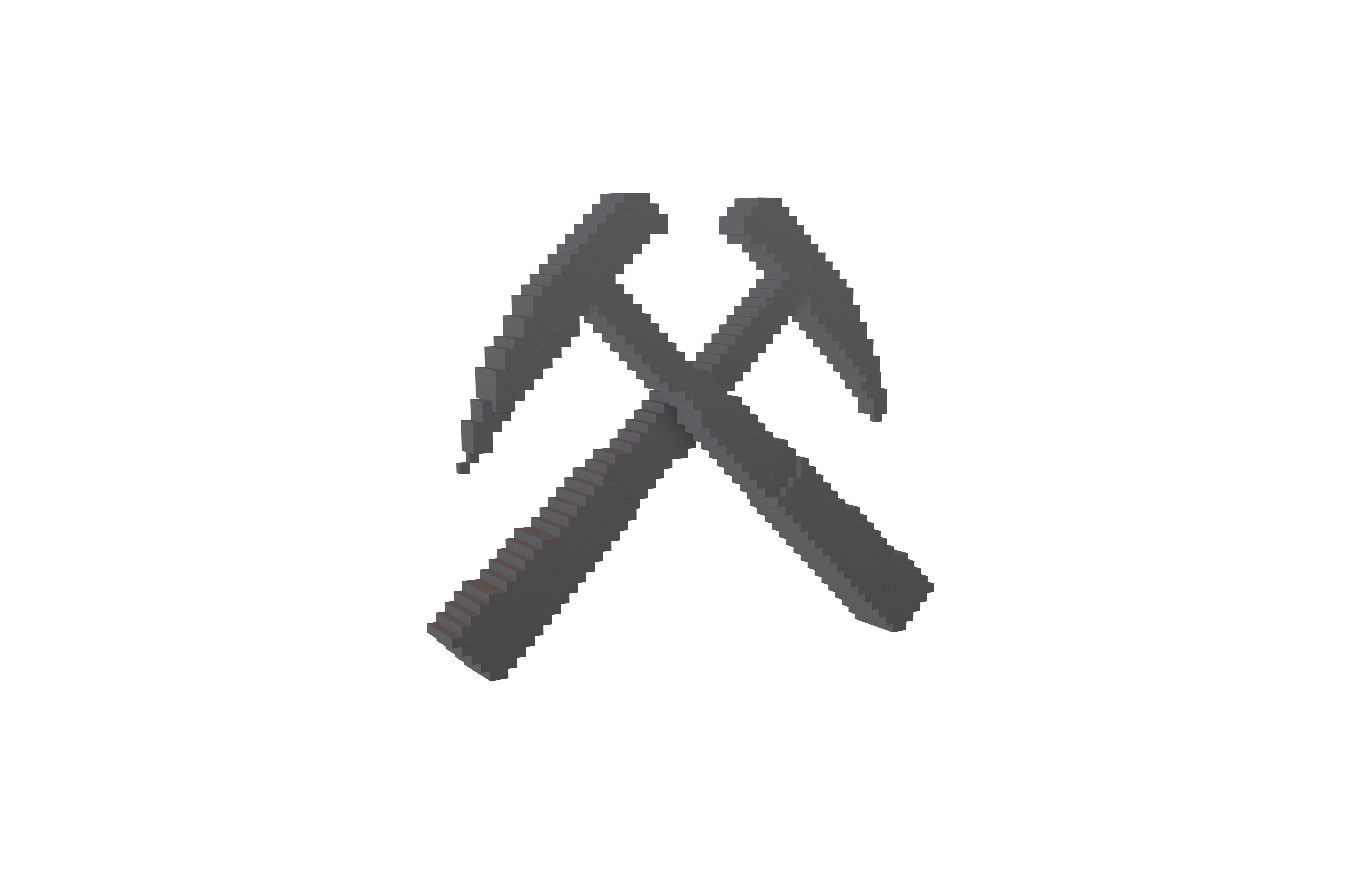 Voxel Mining Symbol v1 001 Low-poly 3D model_1