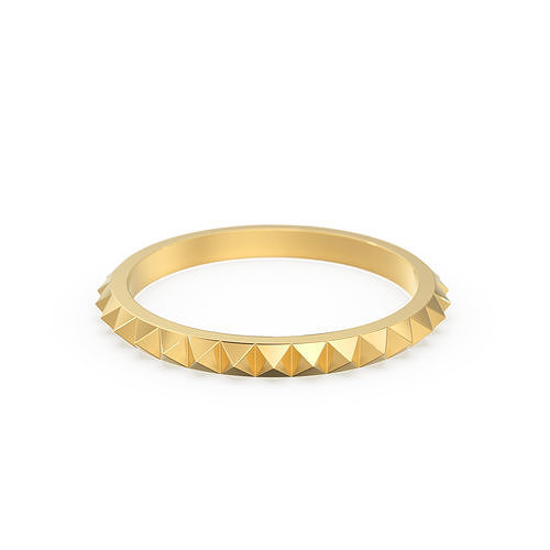 Pyramid 14K Gold Eternity Ring Spike Studs Wedding Band 3D print model
