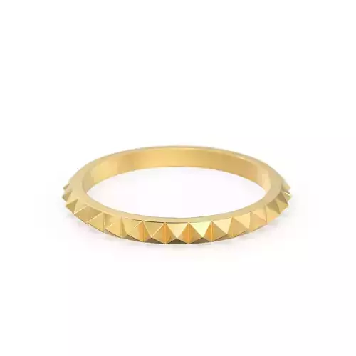 Pyramid 14K Gold Eternity Ring Spike Studs Wedding Band