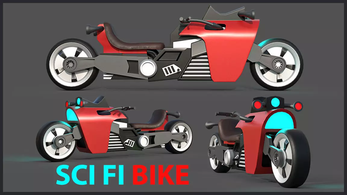 Sci-fi Bike Game Ready 9 Low-poly 3D model_0