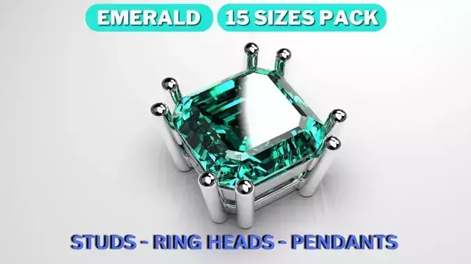 Square emerald cut 8 prong setting stud earrings ring heads