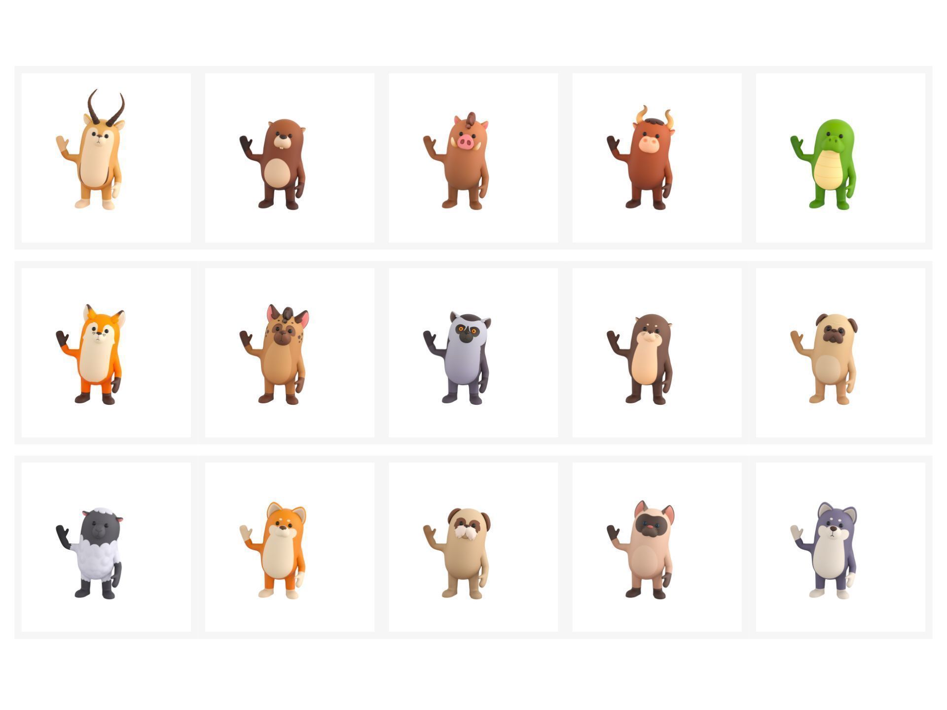 Rigged Animal Character Pack 3 3D model_3