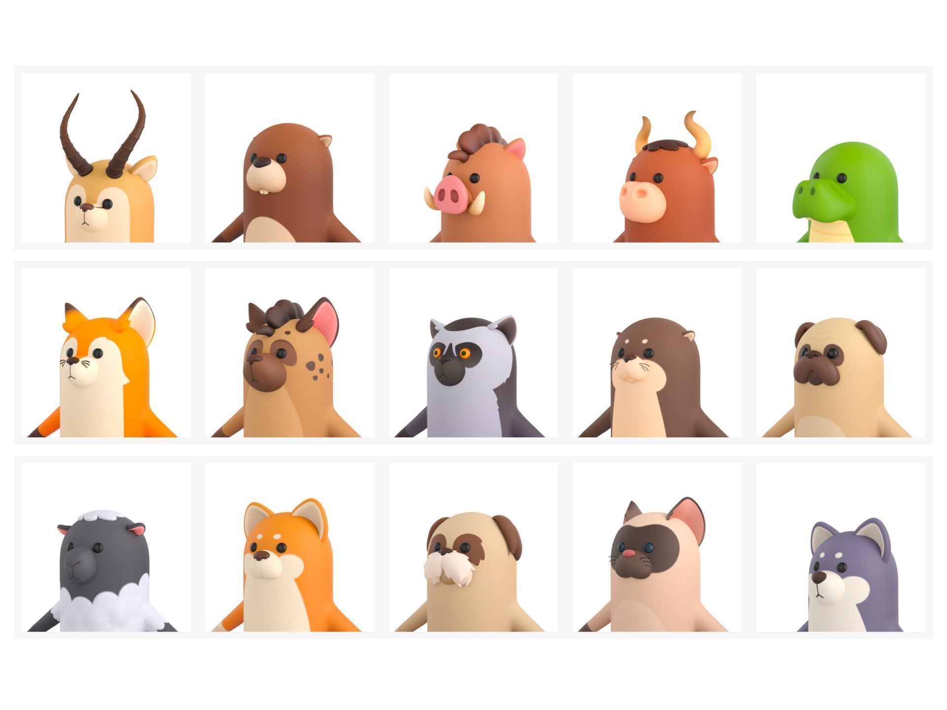 Rigged Animal Character Pack 3 3D model_10