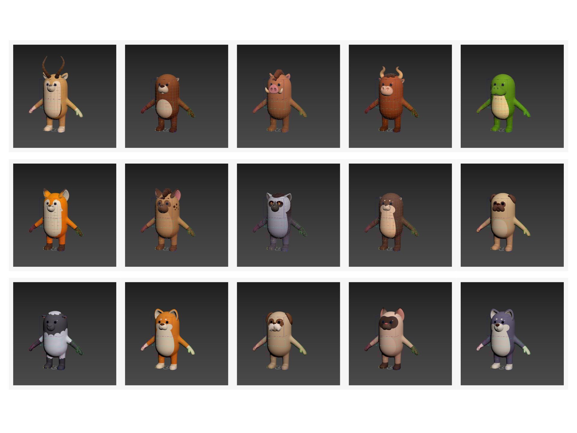 Rigged Animal Character Pack 3 3D model_11