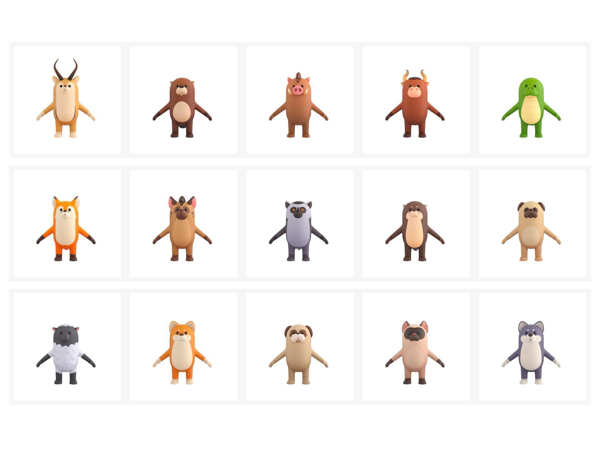 Rigged Animal Character Pack 3 3D model_5