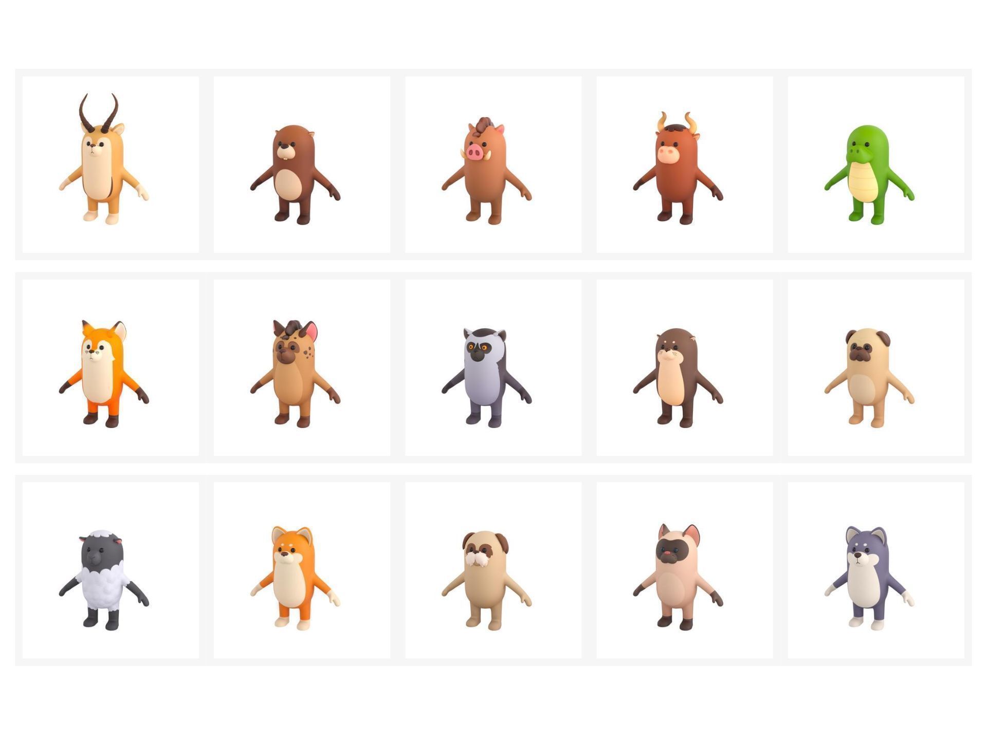 Rigged Animal Character Pack 3 3D model_4