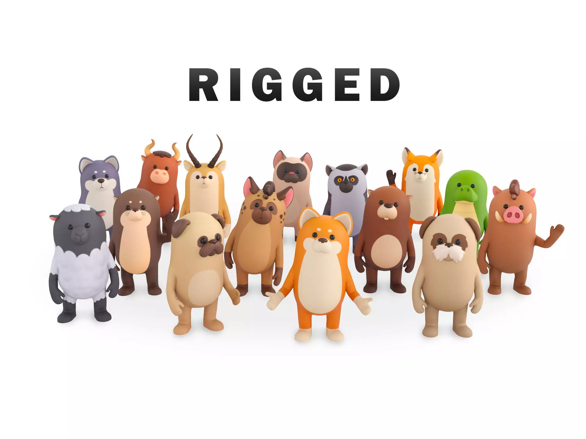Rigged Animal Character Pack 3 3D model_0