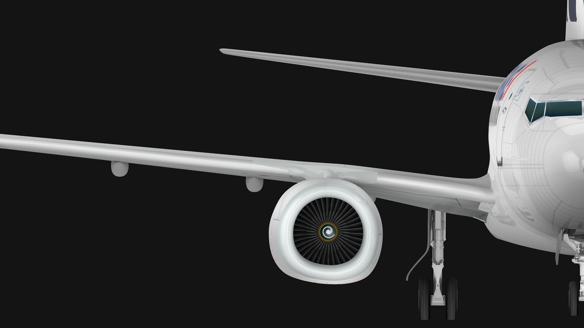 Boeing 737-800 Air France Low-poly 3D model_2