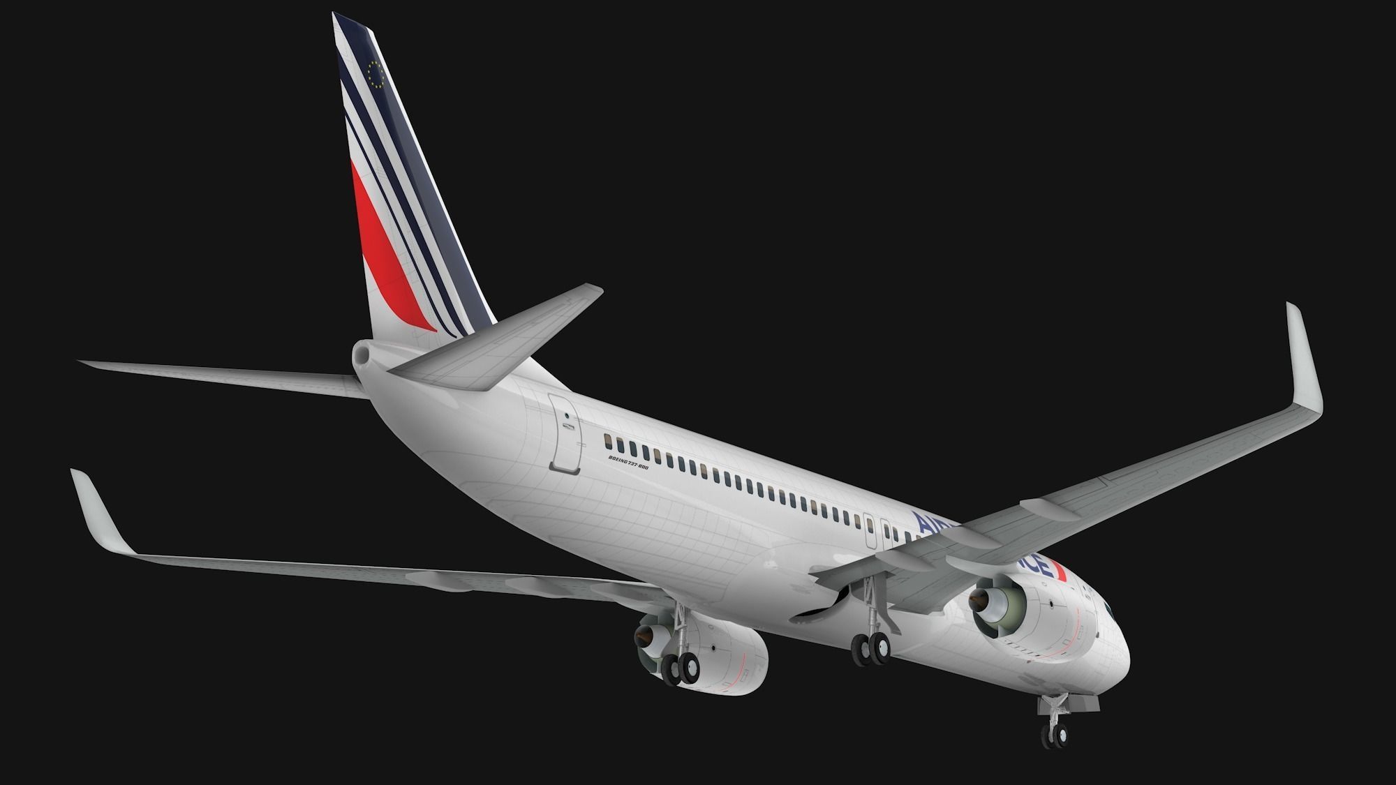 Boeing 737-800 Air France Low-poly 3D model_9