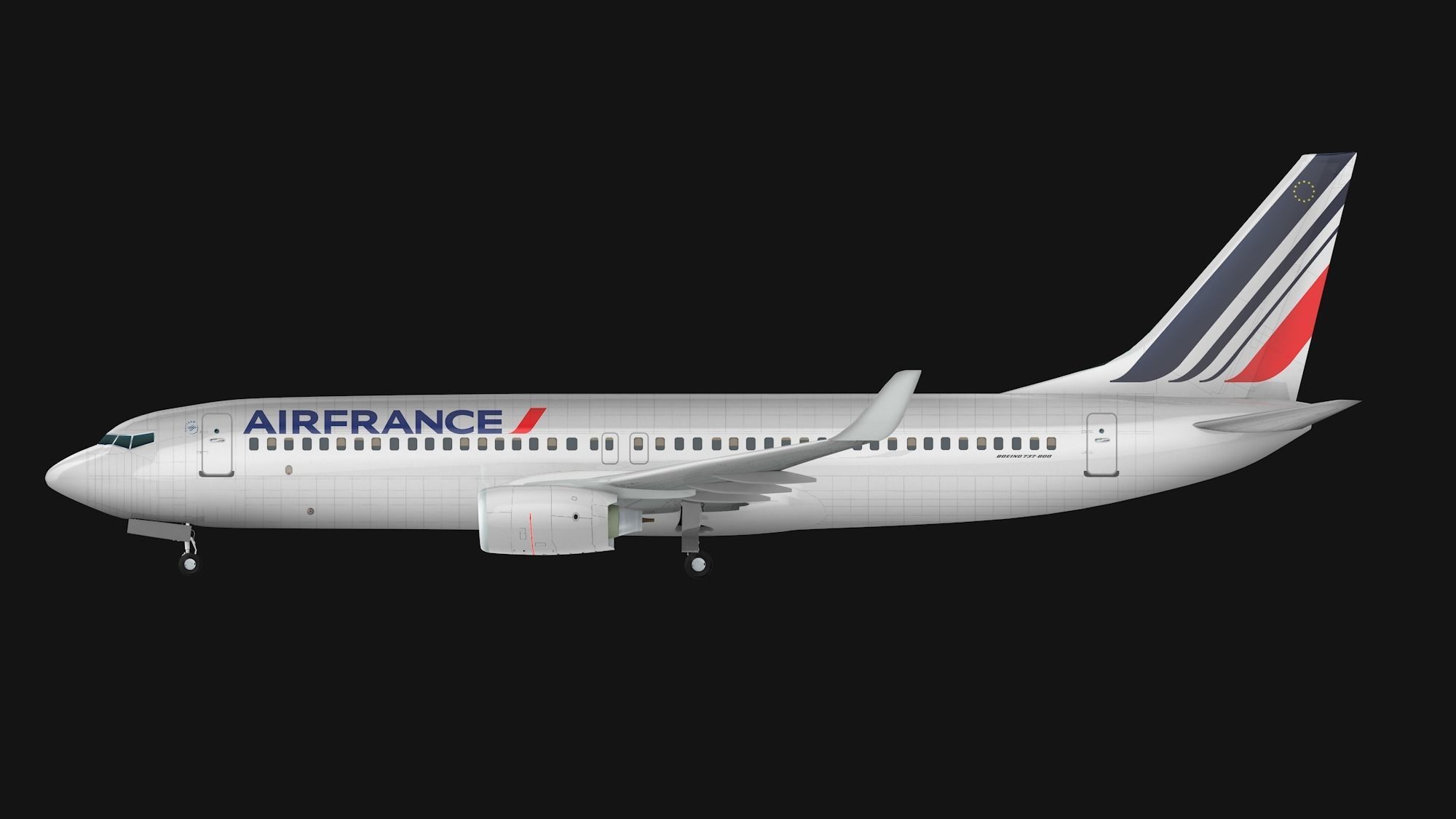 Boeing 737-800 Air France Low-poly 3D model_6