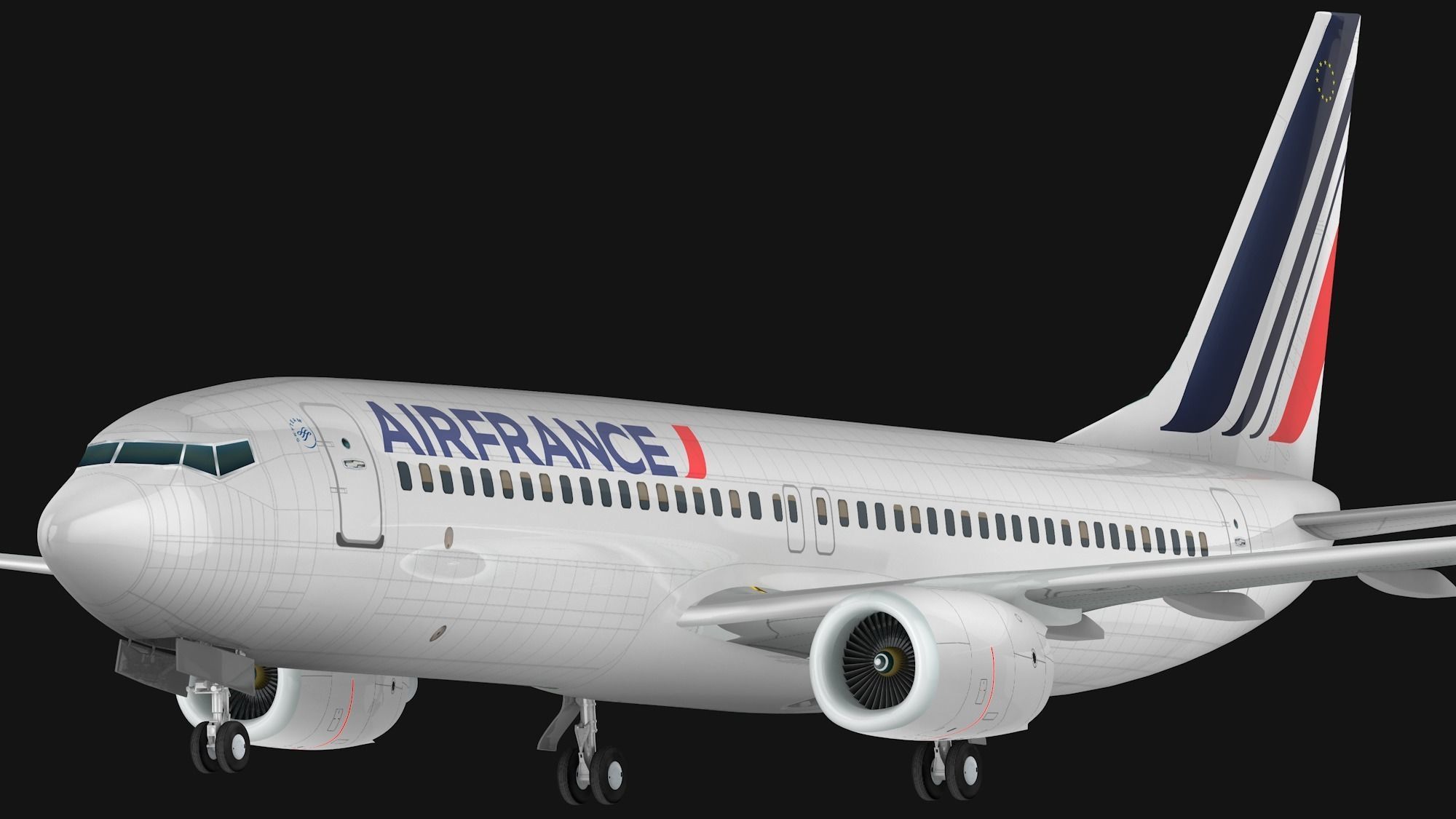 Boeing 737-800 Air France Low-poly 3D model_4