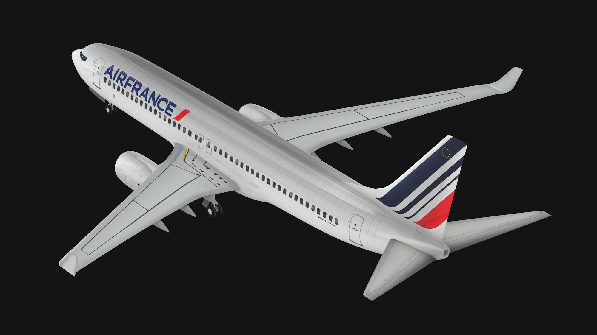 Boeing 737-800 Air France Low-poly 3D model_7