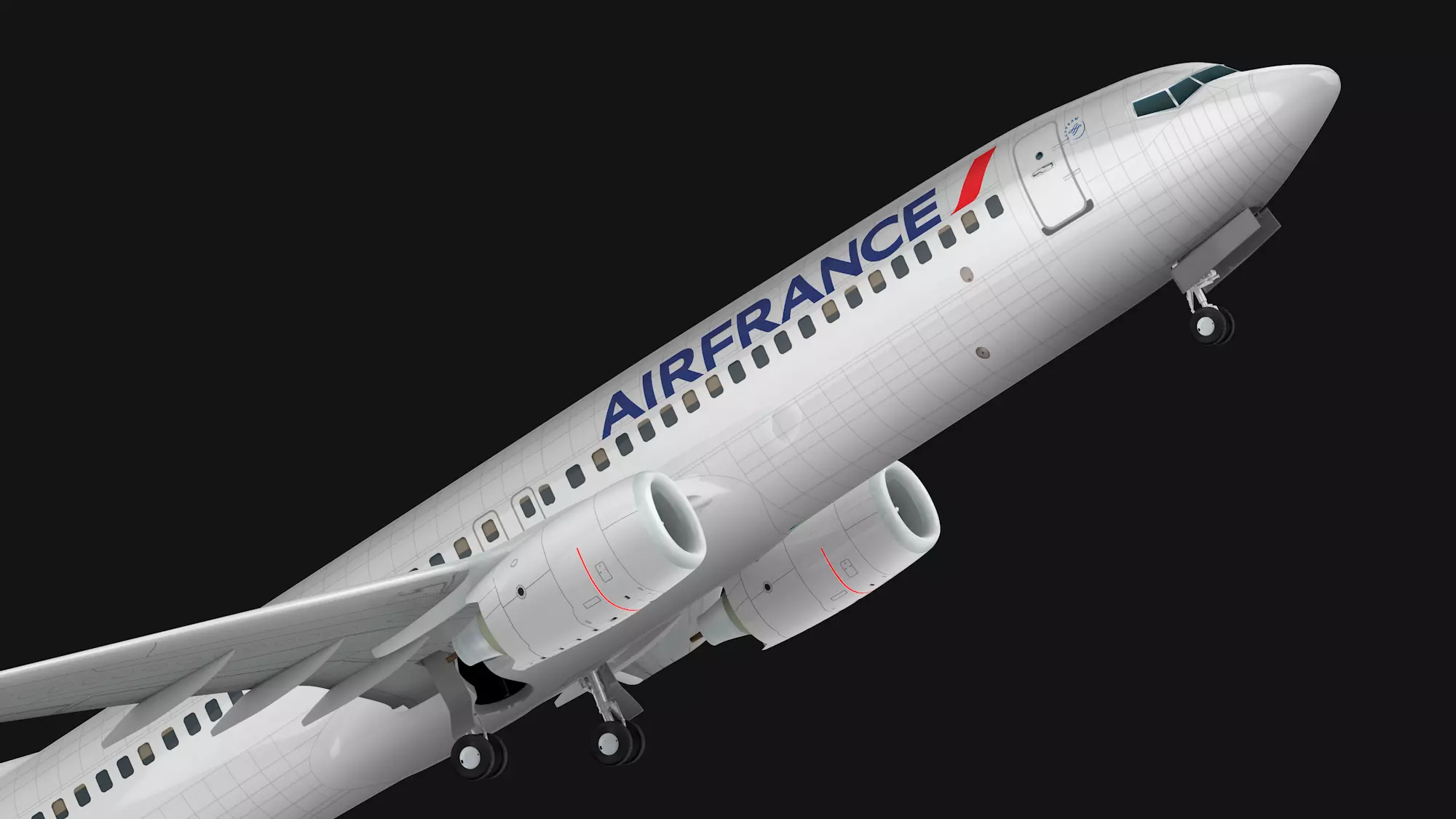 Boeing 737-800 Air France Low-poly 3D model_0