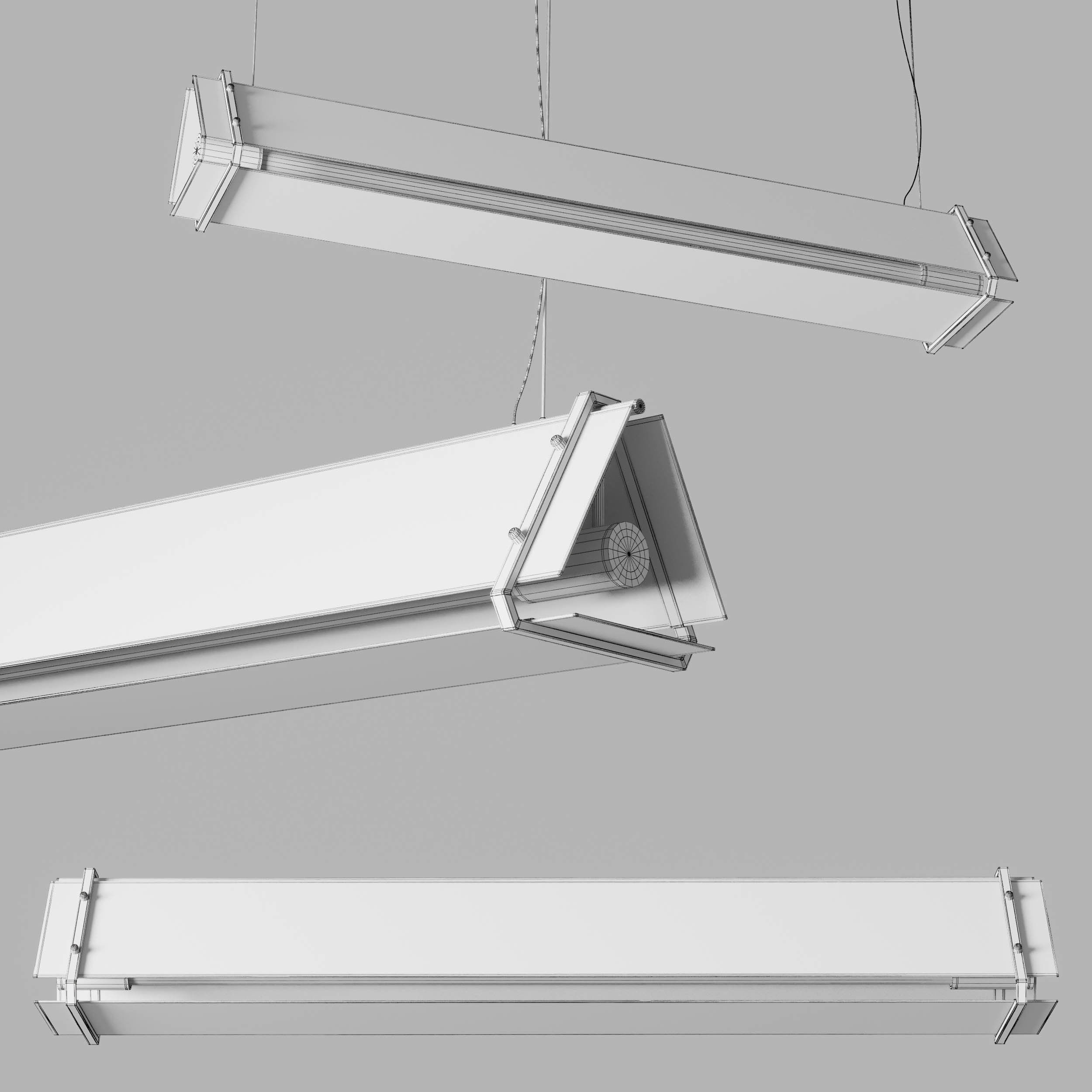 Kaleido - LEDs Linear Pendant Light Low-poly 3D model_2