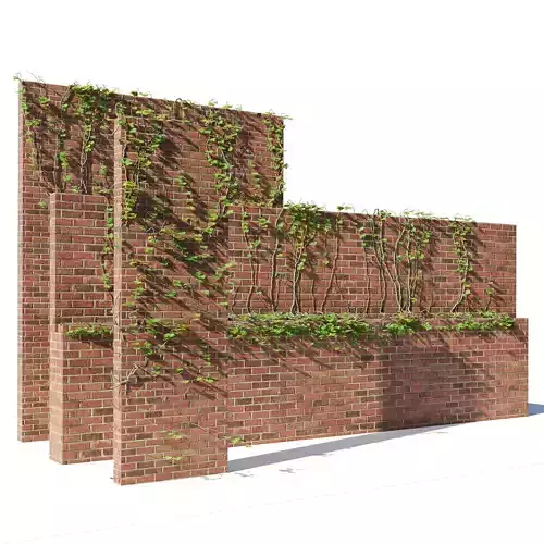 brick walls with climber plant Low-poly 3D model