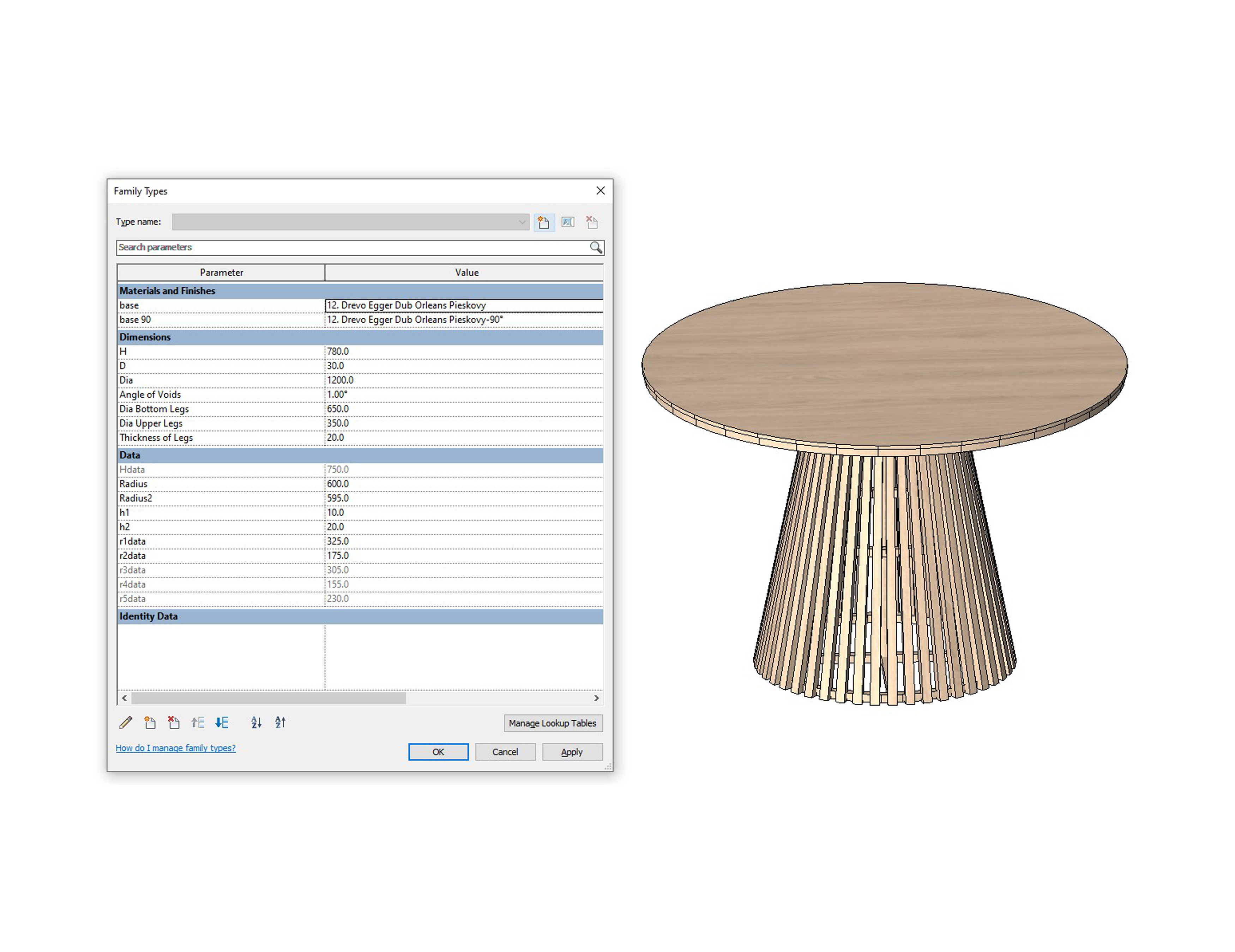 Modern Dining Table created in Revit Family Low-poly 3D model_9