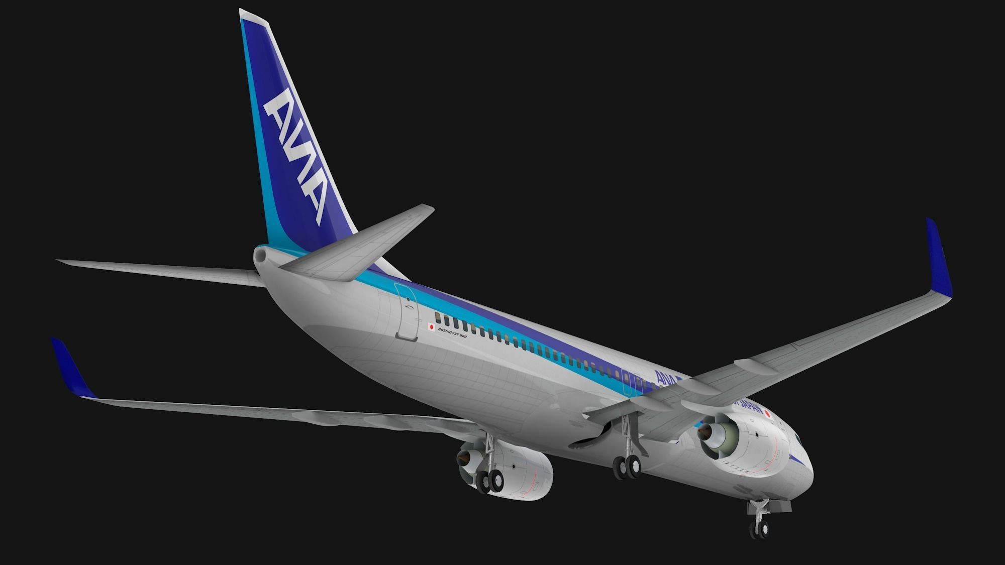 Boeing 737-800 ANA All Nippon Airways Low-poly 3D model_9