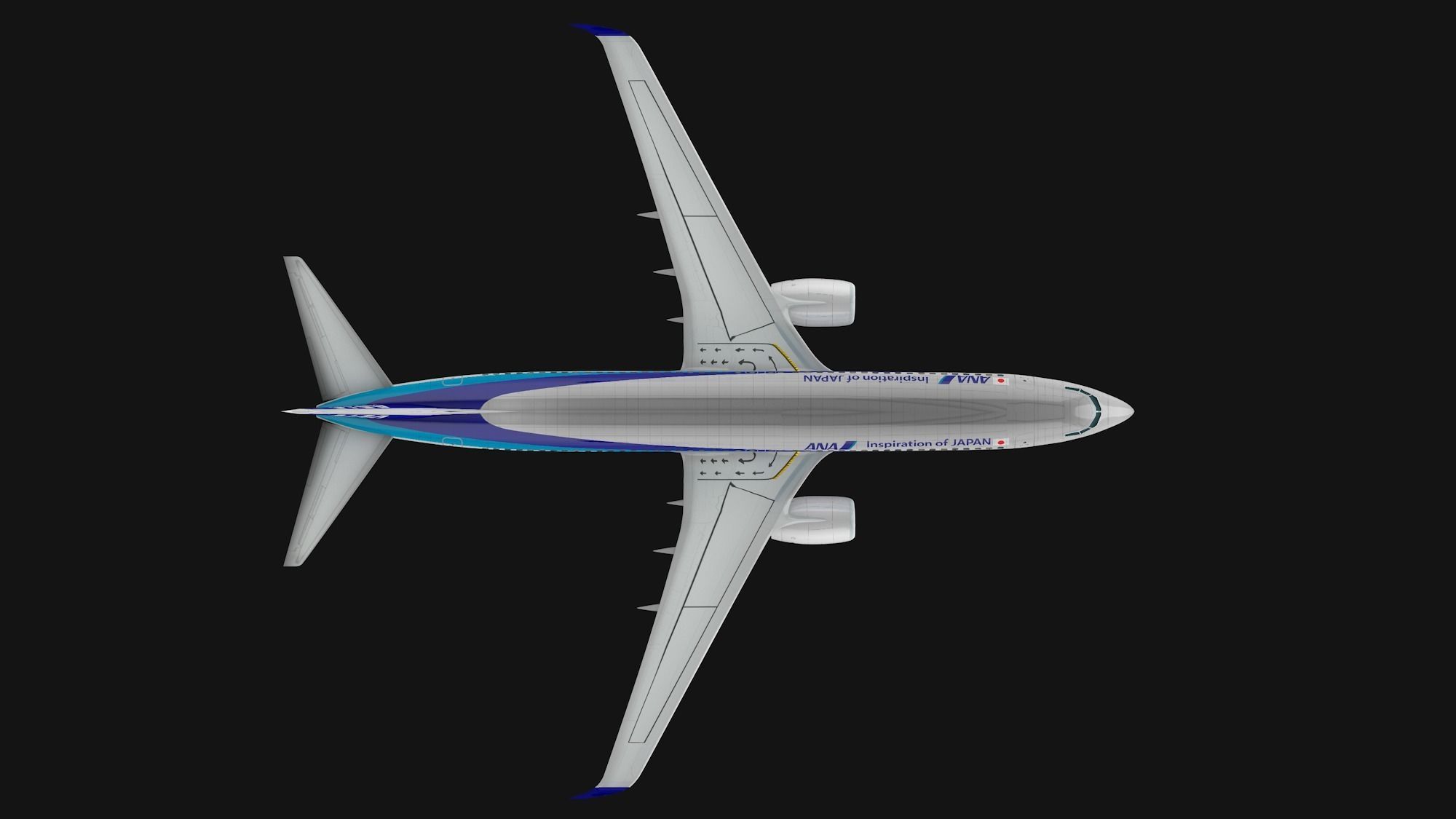 Boeing 737-800 ANA All Nippon Airways Low-poly 3D model_10