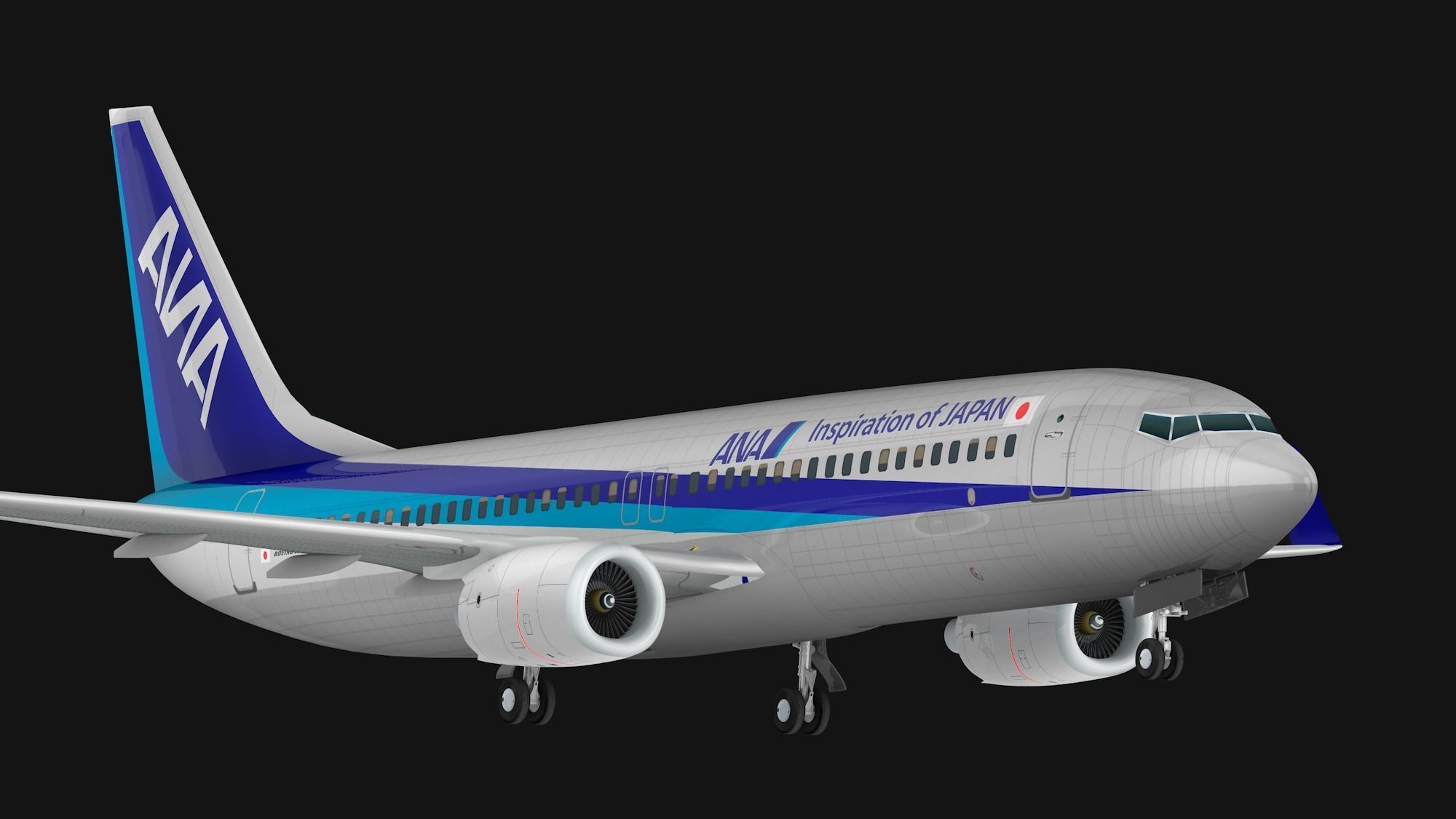 Boeing 737-800 ANA All Nippon Airways Low-poly 3D model_1