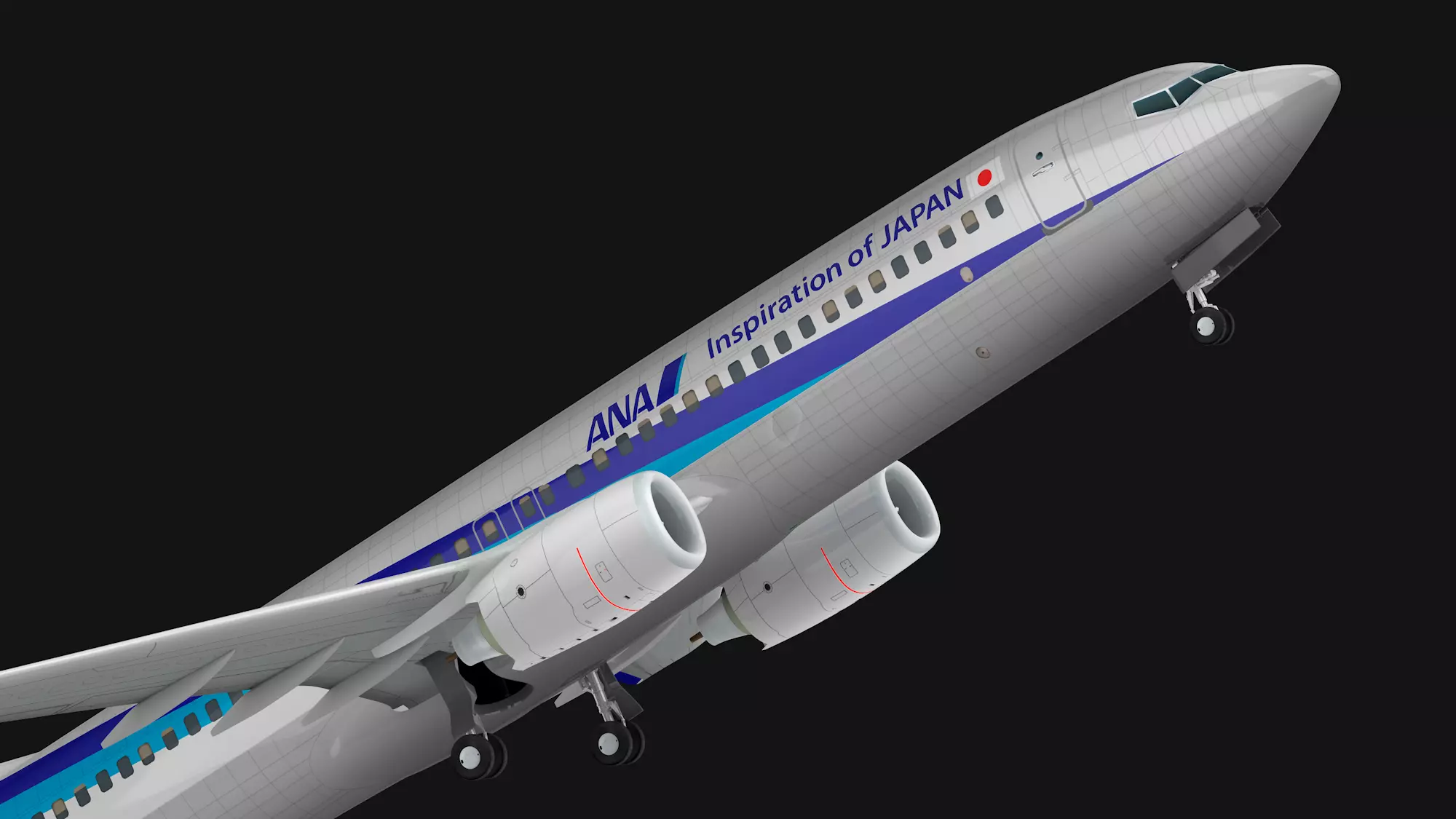 Boeing 737-800 ANA All Nippon Airways Low-poly 3D model_0