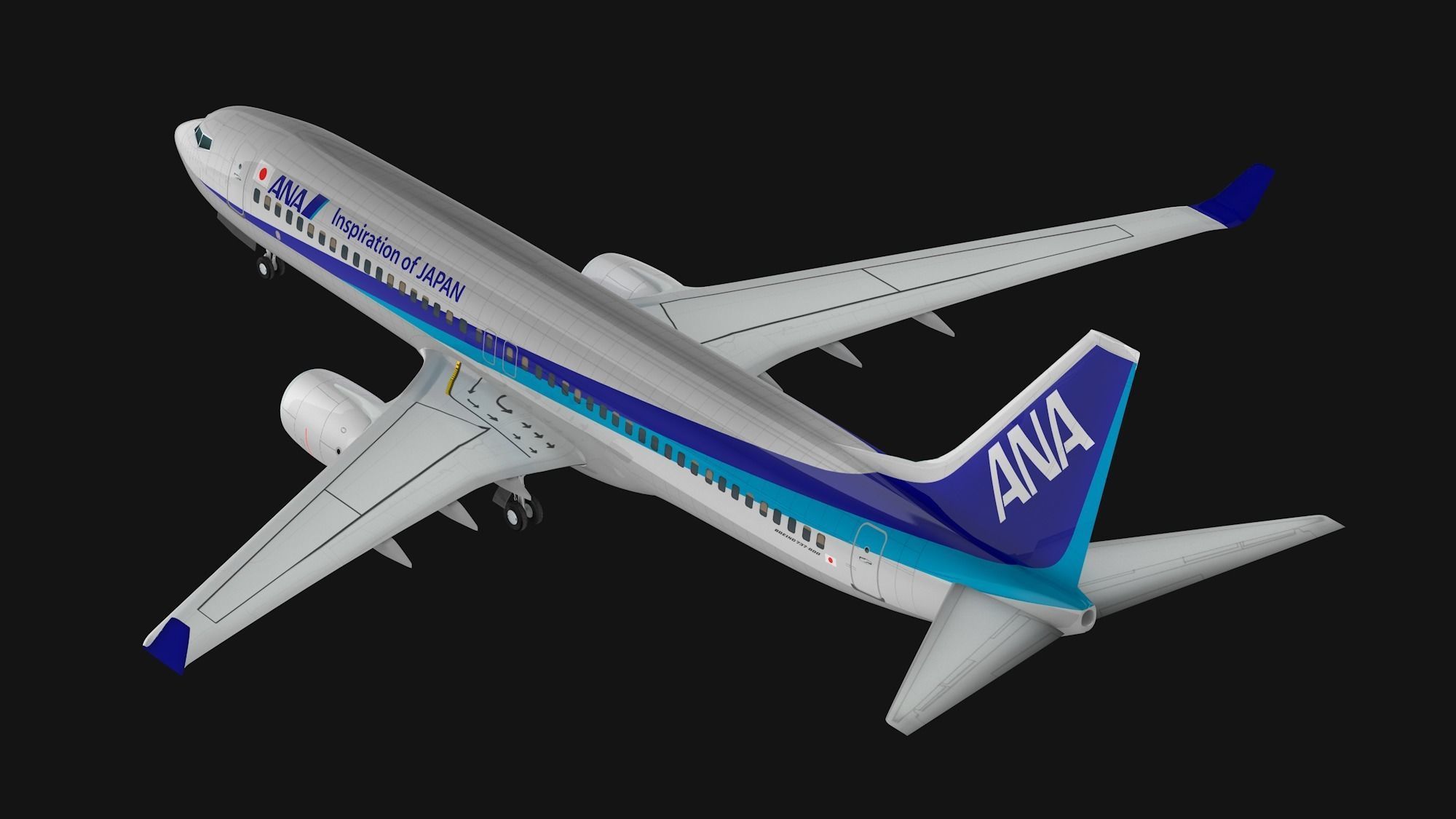 Boeing 737-800 ANA All Nippon Airways Low-poly 3D model_7