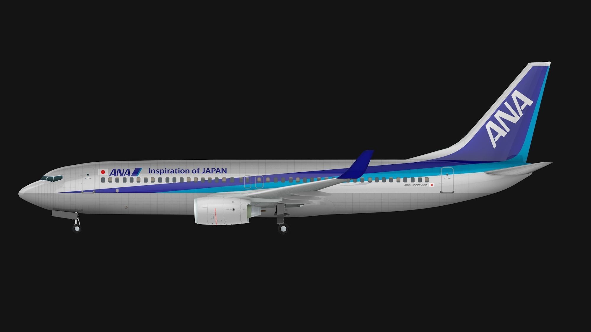 Boeing 737-800 ANA All Nippon Airways Low-poly 3D model_6