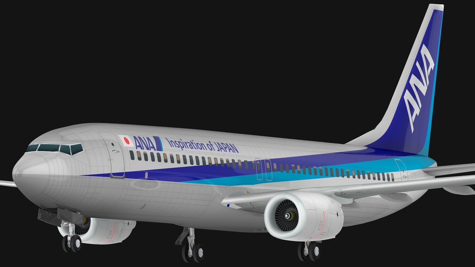 Boeing 737-800 ANA All Nippon Airways Low-poly 3D model_4