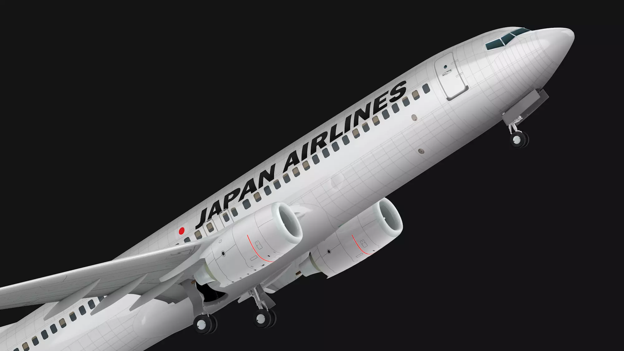 Boeing 737-800 Japan Airlines Low-poly 3D model_0