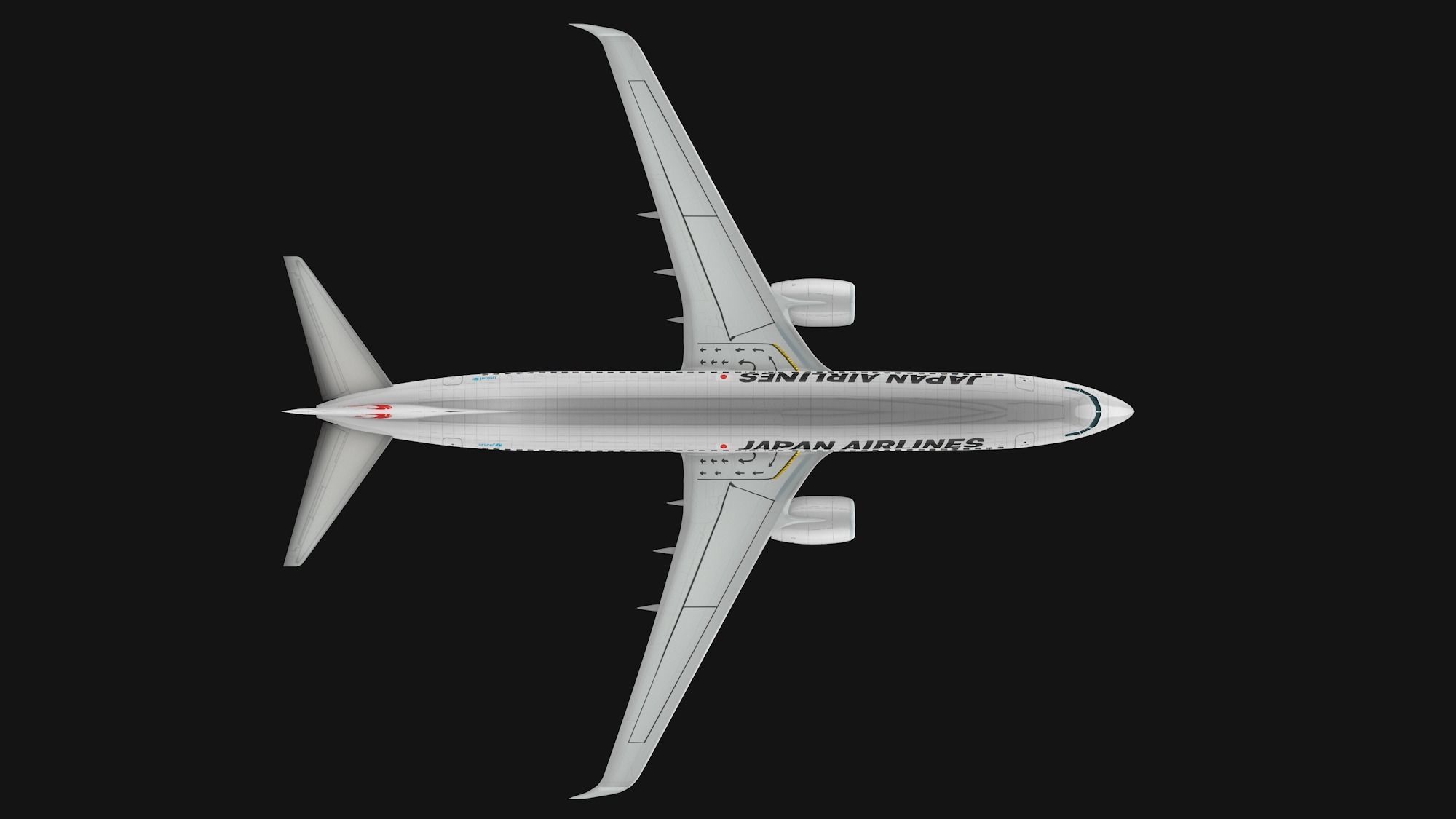 Boeing 737-800 Japan Airlines Low-poly 3D model_10