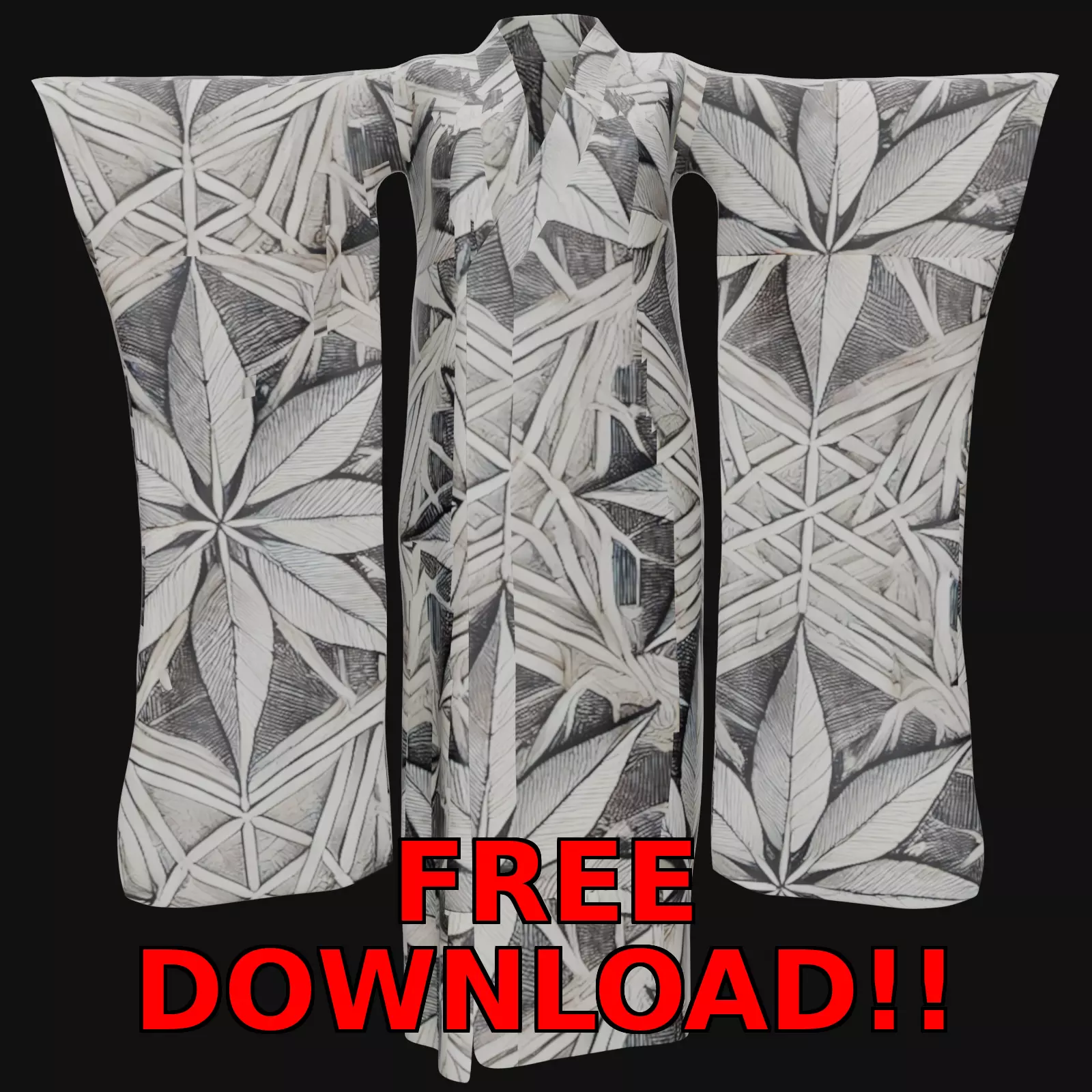 Free Japanese Kimono 3D Model with 10 Traditional Patterns Vol 1 Free 3D model_0