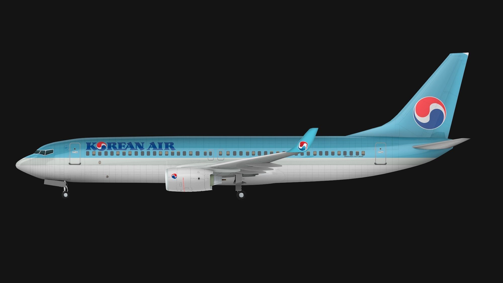 Boeing 737-800 Korean Air Low-poly 3D model_6