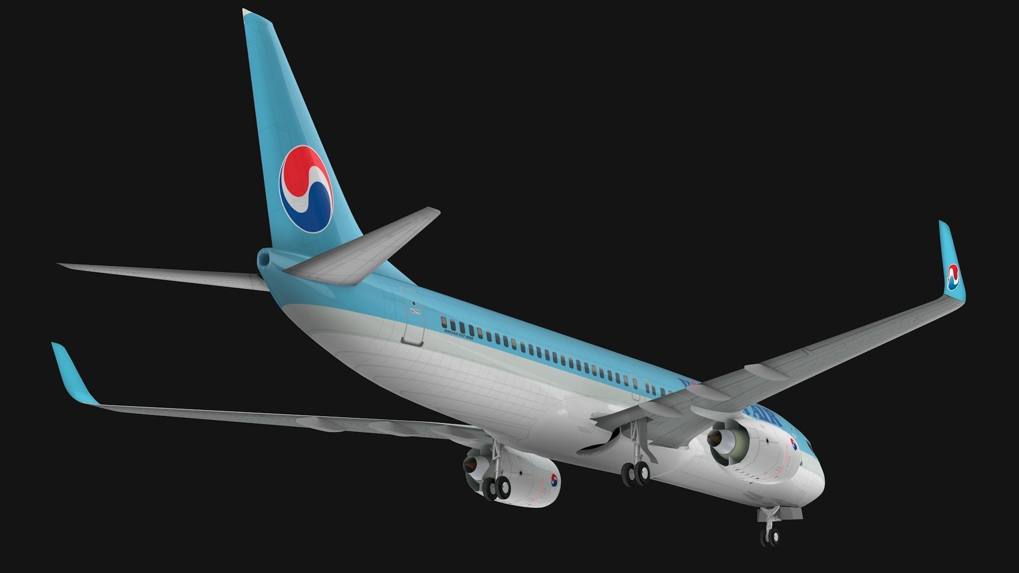 Boeing 737-800 Korean Air Low-poly 3D model_9