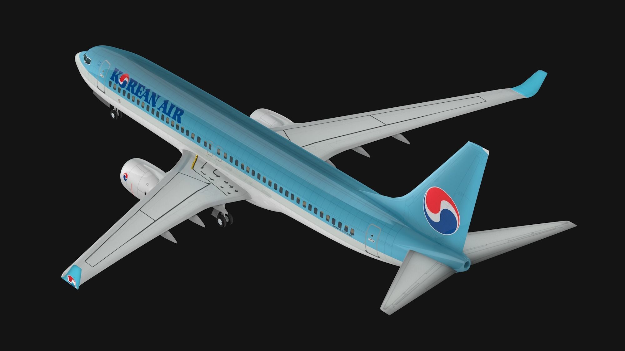 Boeing 737-800 Korean Air Low-poly 3D model_7