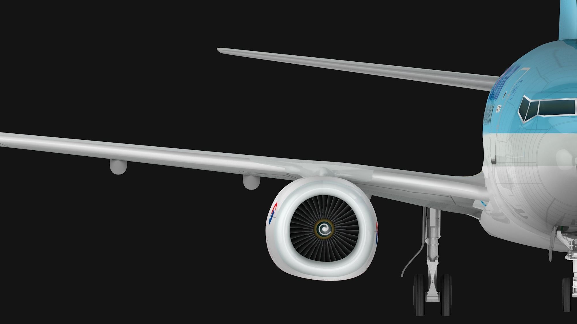 Boeing 737-800 Korean Air Low-poly 3D model_2