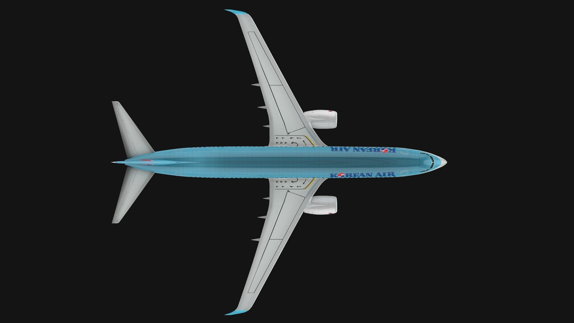 Boeing 737-800 Korean Air Low-poly 3D model_10