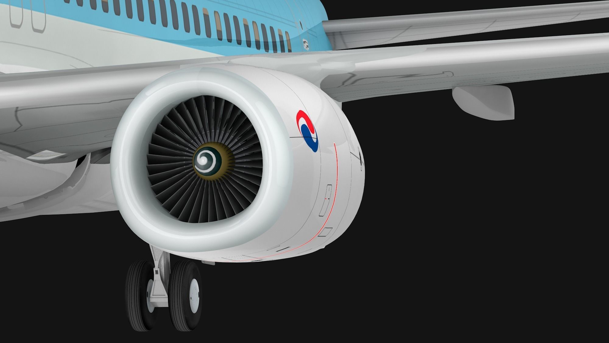 Boeing 737-800 Korean Air Low-poly 3D model_5