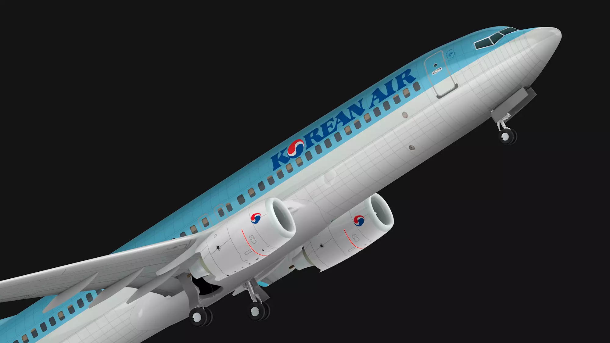 Boeing 737-800 Korean Air Low-poly 3D model_0