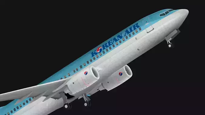 Boeing 737-800 Korean Air Low-poly 3D model