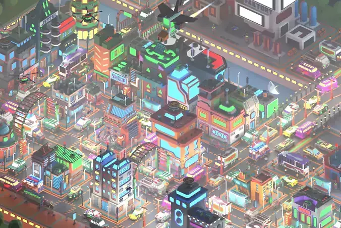 Scifi  Low Poly  Cartoon City 