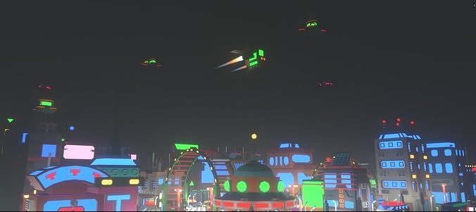 Scifi  Low Poly  Cartoon City  Low-poly 3D model 6