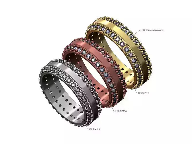 Diamond sides cigar band US sizes 7 8 9